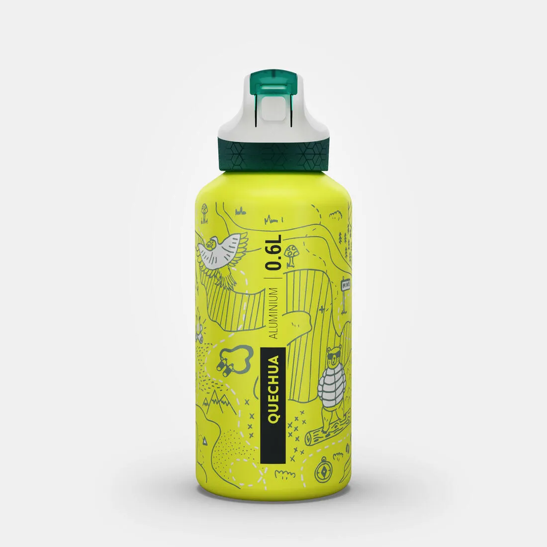 0.6L kids’ alum. water flask 500 with instant cap, pipette & straw for hiking