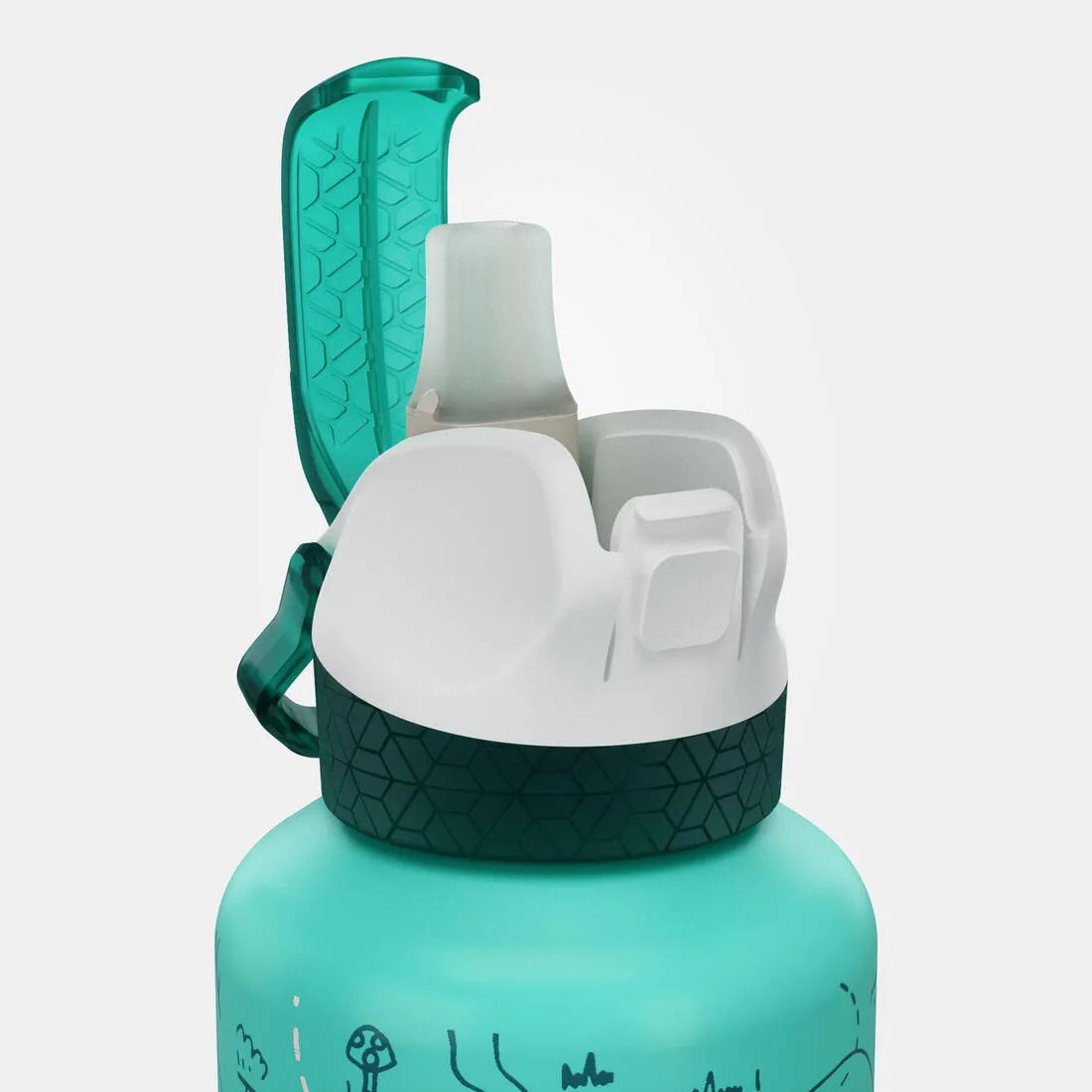 0.6L kids’ alum. water flask 500 with instant cap, pipette & straw for hiking