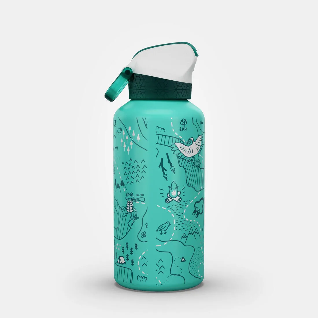 0.6L kids’ alum. water flask 500 with instant cap, pipette & straw for hiking