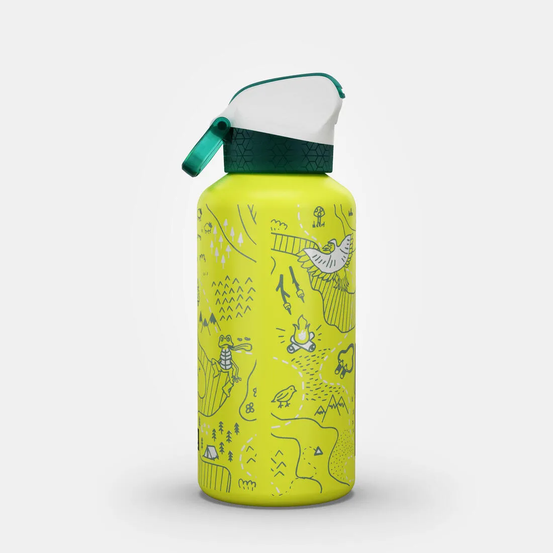 0.6L kids’ alum. water flask 500 with instant cap, pipette & straw for hiking