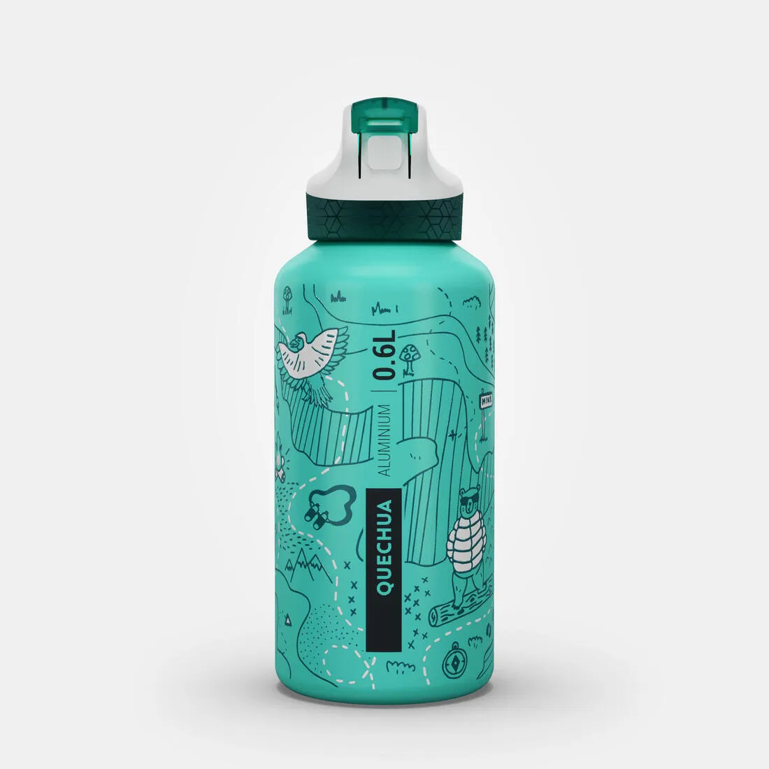 0.6L kids’ alum. water flask 500 with instant cap, pipette & straw for hiking