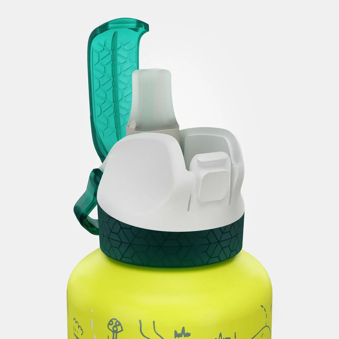 0.6L kids’ alum. water flask 500 with instant cap, pipette & straw for hiking