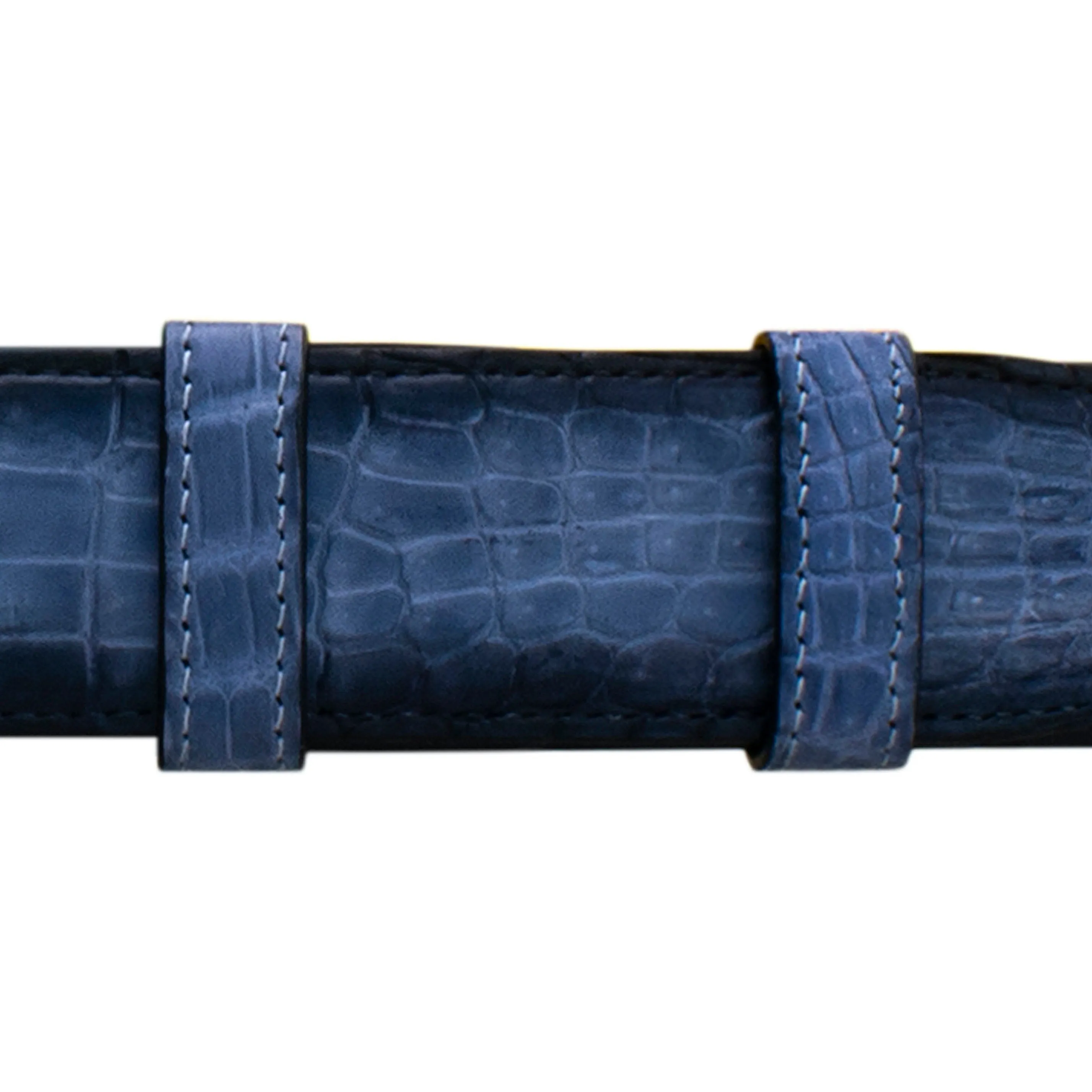 1 1/2" Azure Patina Belt with Sutton Dress Buckle in Polished Nickel