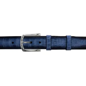 1 1/2" Azure Patina Belt with Sutton Dress Buckle in Polished Nickel