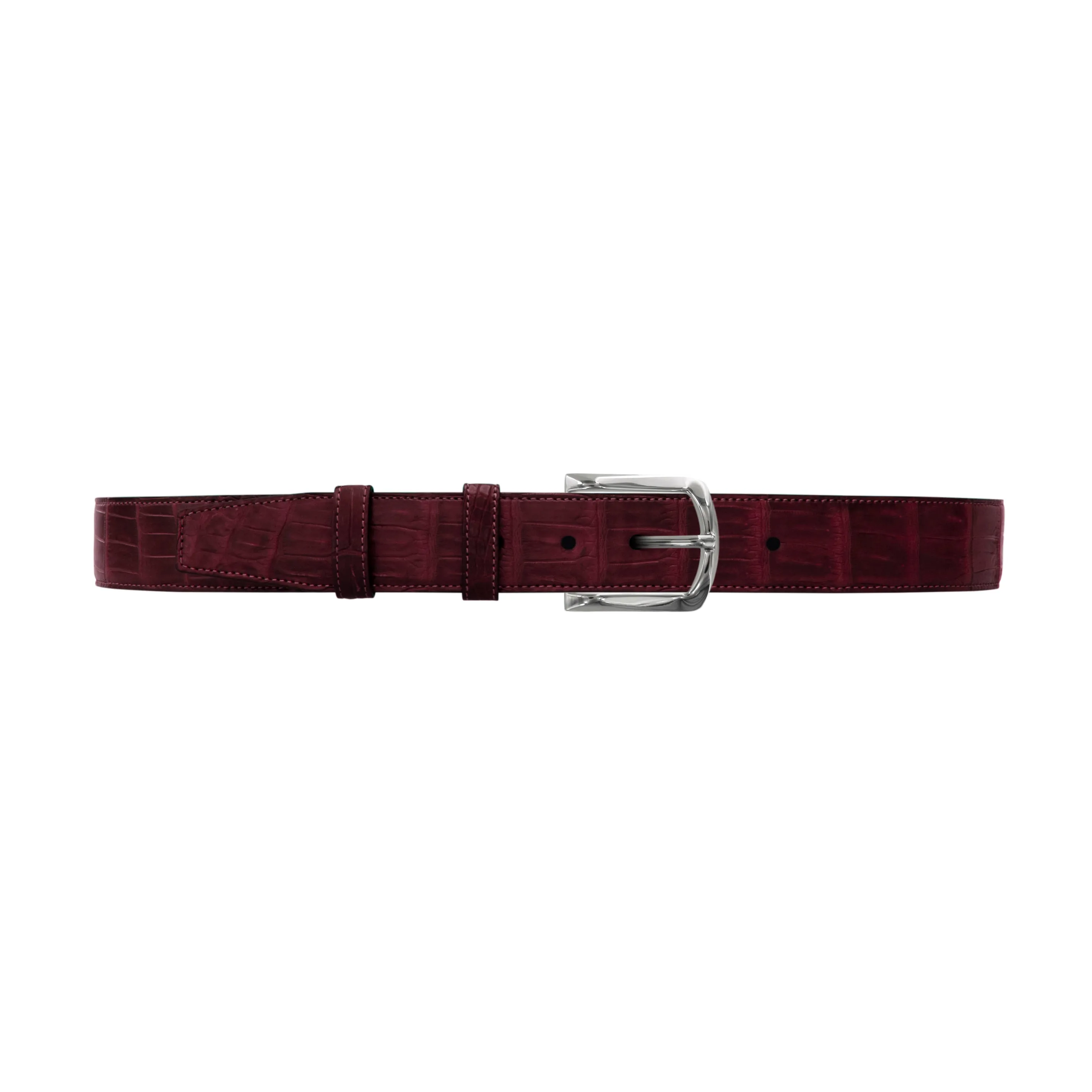 1 1/2" Burgundy Seasonal Belt with Sutton Dress Buckle in Polished Nickel