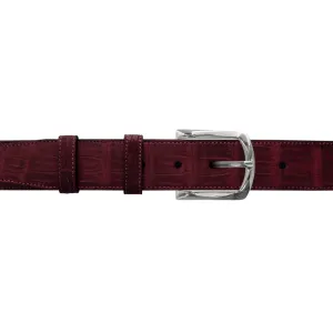 1 1/2" Burgundy Seasonal Belt with Sutton Dress Buckle in Polished Nickel