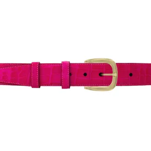 1 1/2" Fuchsia Seasonal Belt with Oxford Cocktail Buckle in Brass