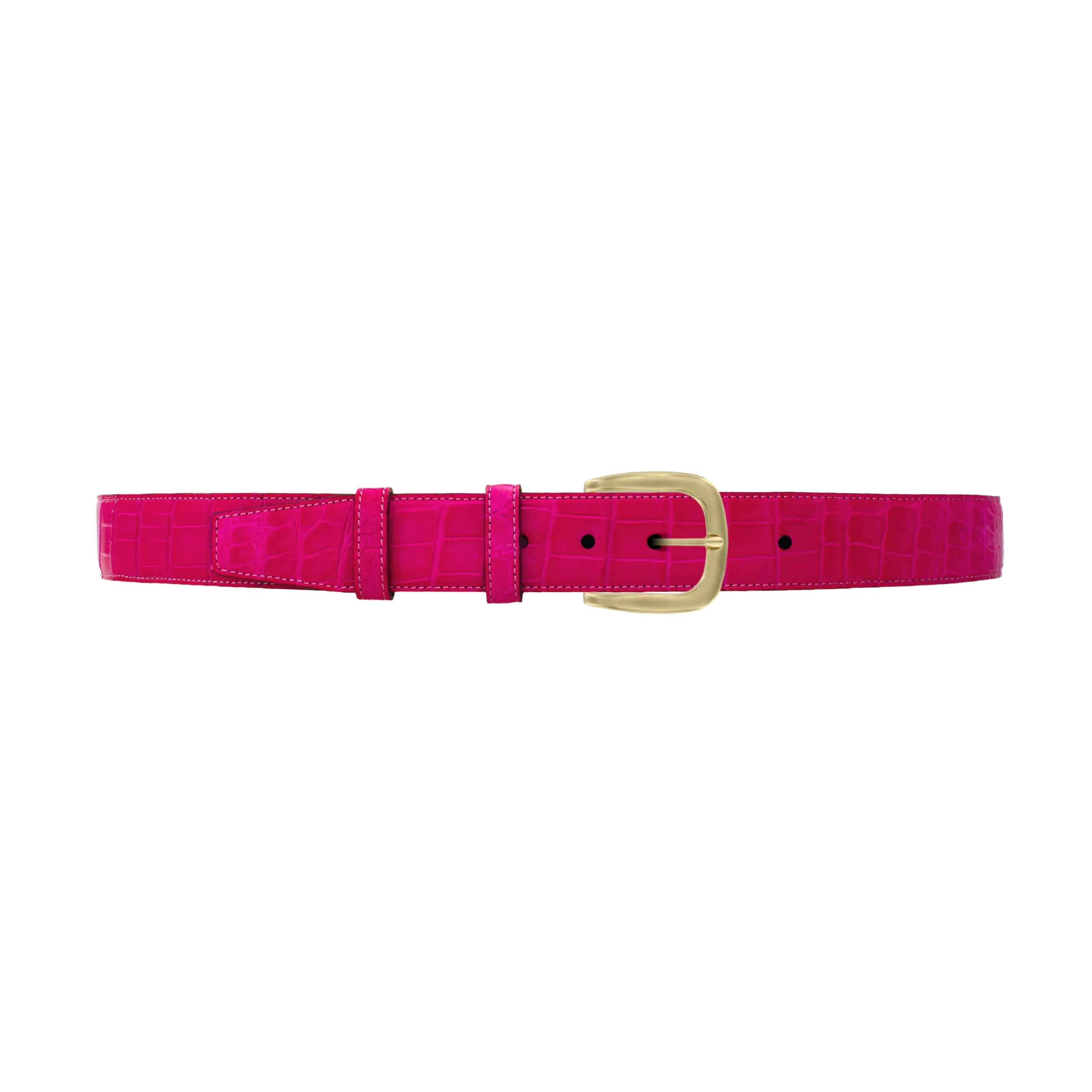 1 1/2" Fuchsia Seasonal Belt with Oxford Cocktail Buckle in Brass