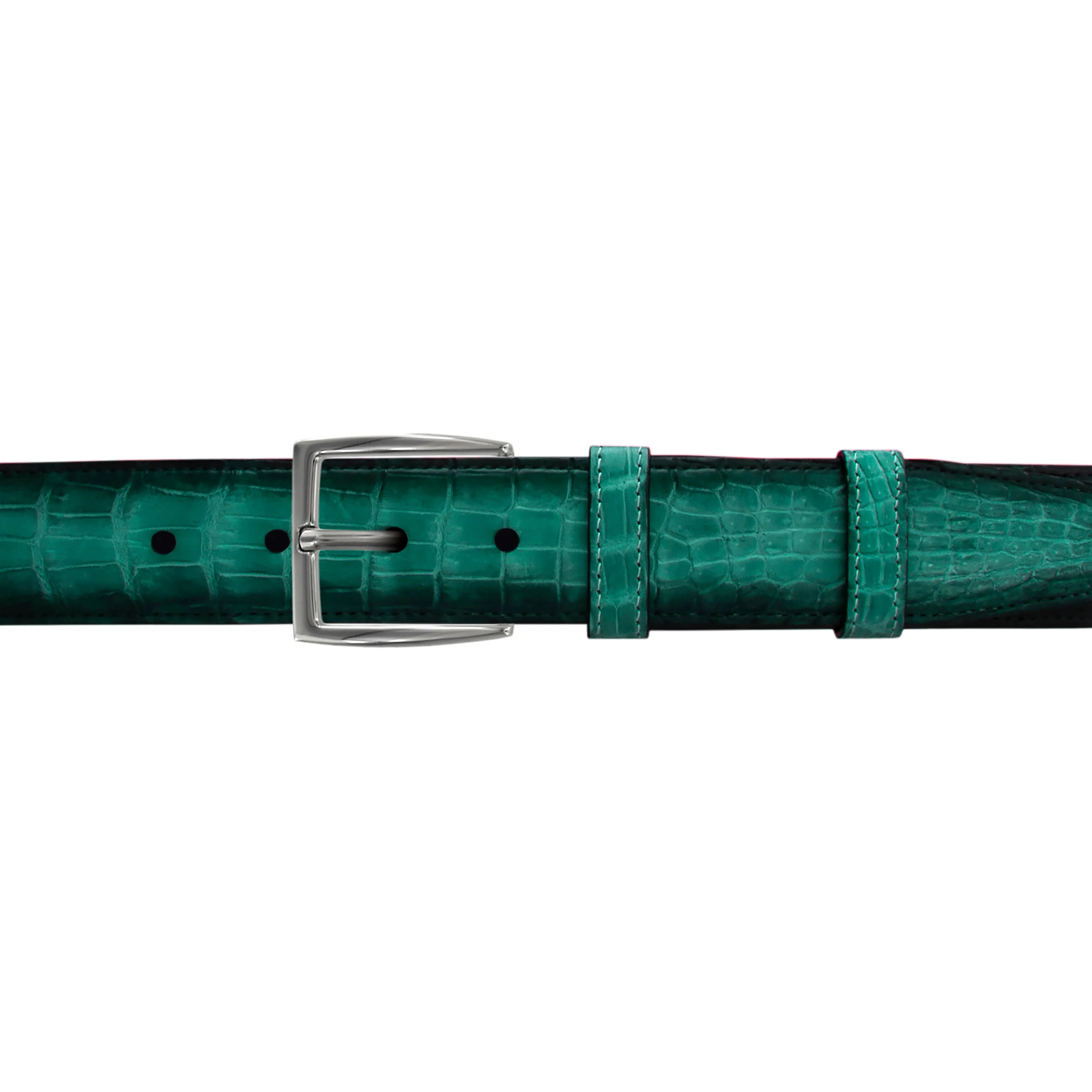 1 1/2" Ocean Patina Belt with Regis Dress Buckle in Matt Nickel