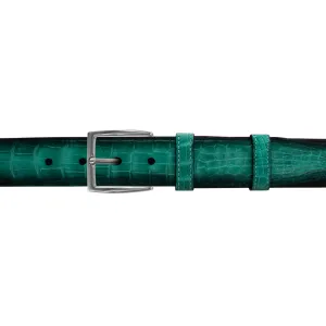 1 1/2" Ocean Patina Belt with Regis Dress Buckle in Matt Nickel