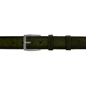 1 1/2" Olive Patina Belt with Winston Dress Buckle in Polished Nickel