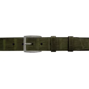 1 1/2" Olive Seasonal Belt with Winston Dress Buckle in Matt Nickel