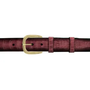 1 1/2" Rosewood Patina Belt with Oxford Cocktail Buckle in Brass