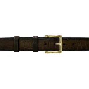 1 1/2" Walnut Patina Belt with Regis Dress Buckle in Brass