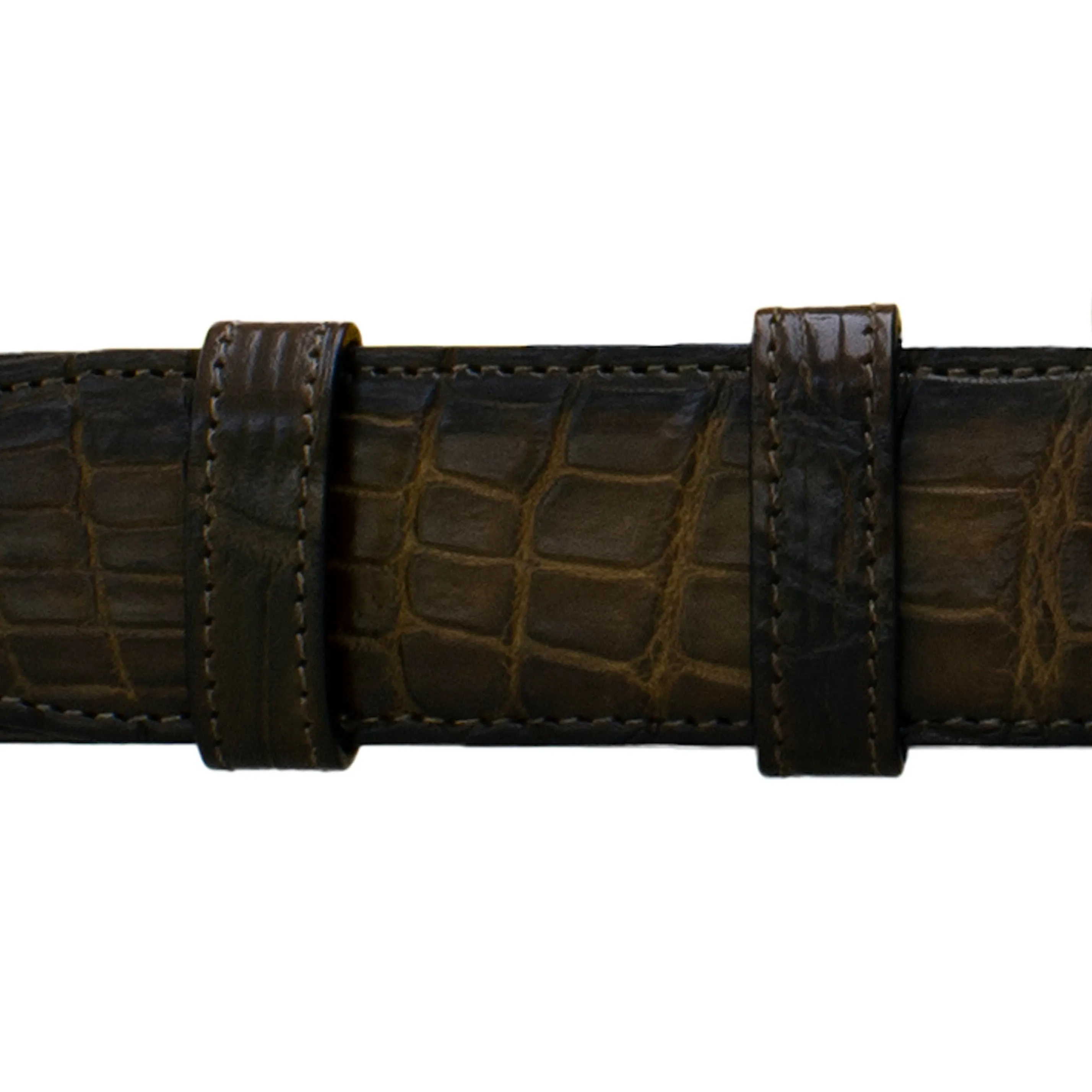 1 1/2" Walnut Patina Belt with Regis Dress Buckle in Brass
