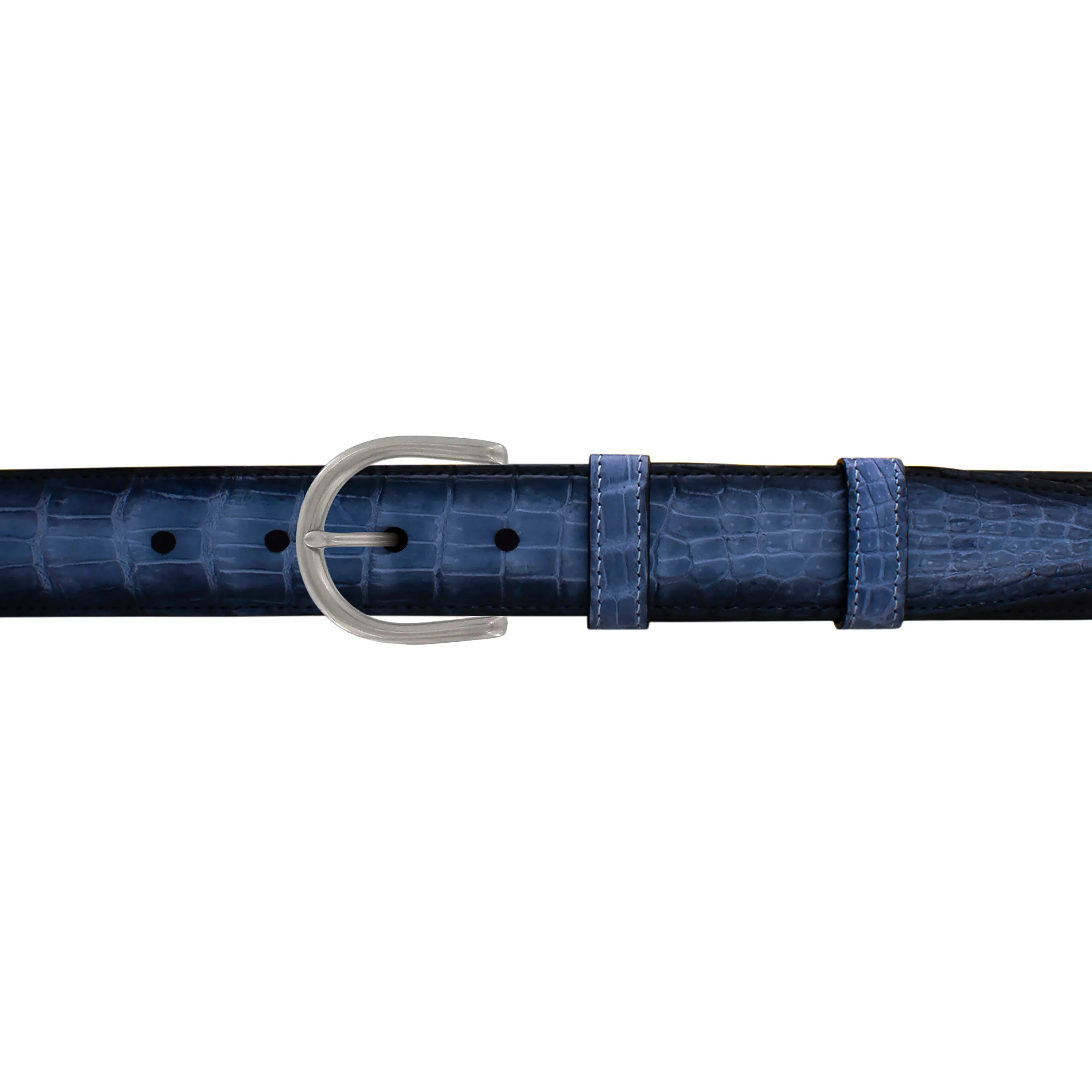 1 1/4" Azure Patina Belt with Denver Casual Buckle in Matt Nickel
