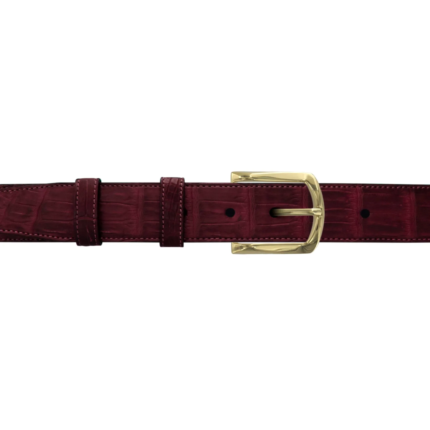 1 1/4" Burgundy Seasonal Belt with Sutton Dress Buckle in Brass