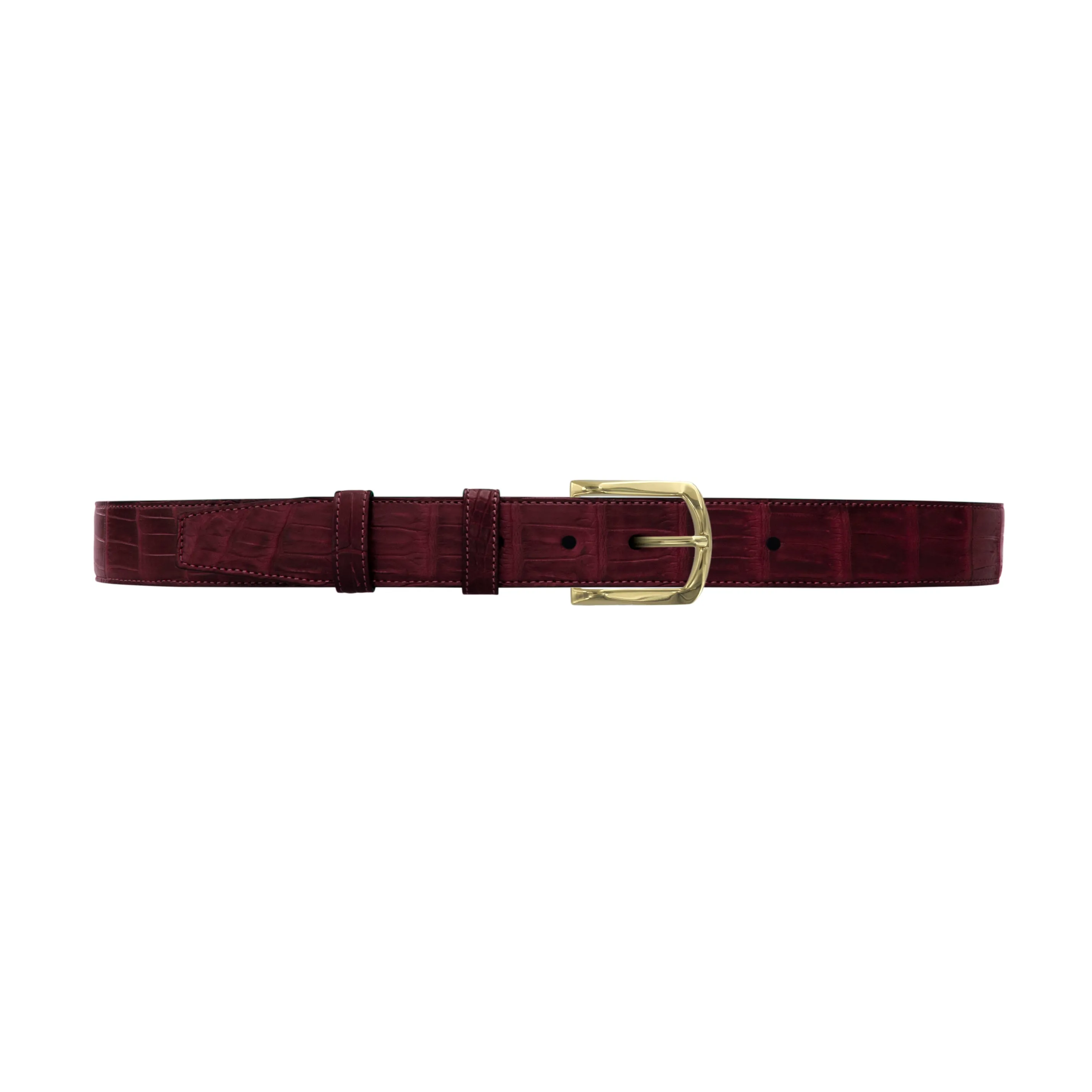 1 1/4" Burgundy Seasonal Belt with Sutton Dress Buckle in Brass