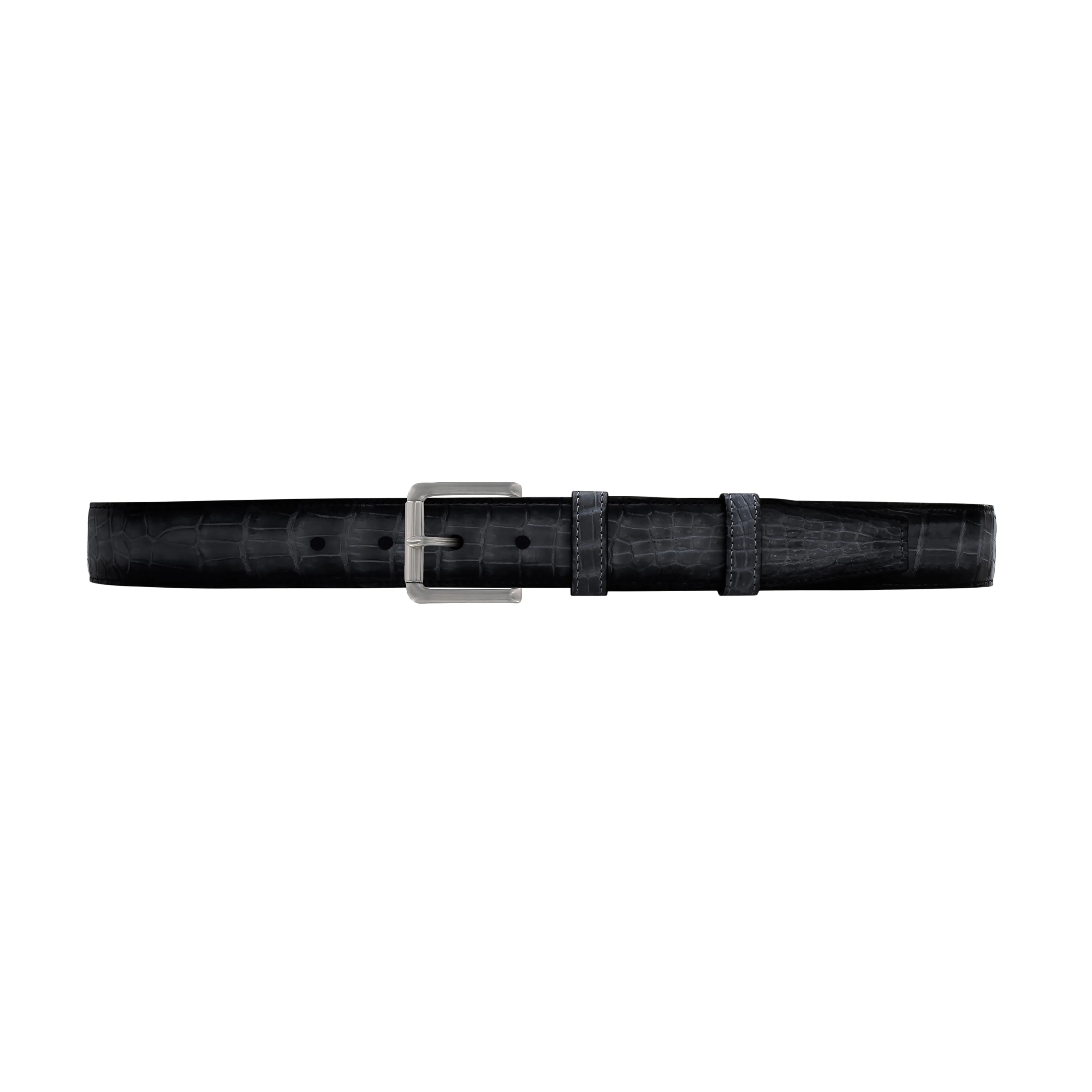 1 1/4" Charcoal Patina Belt with Austin Casual Buckle in Matt Nickel
