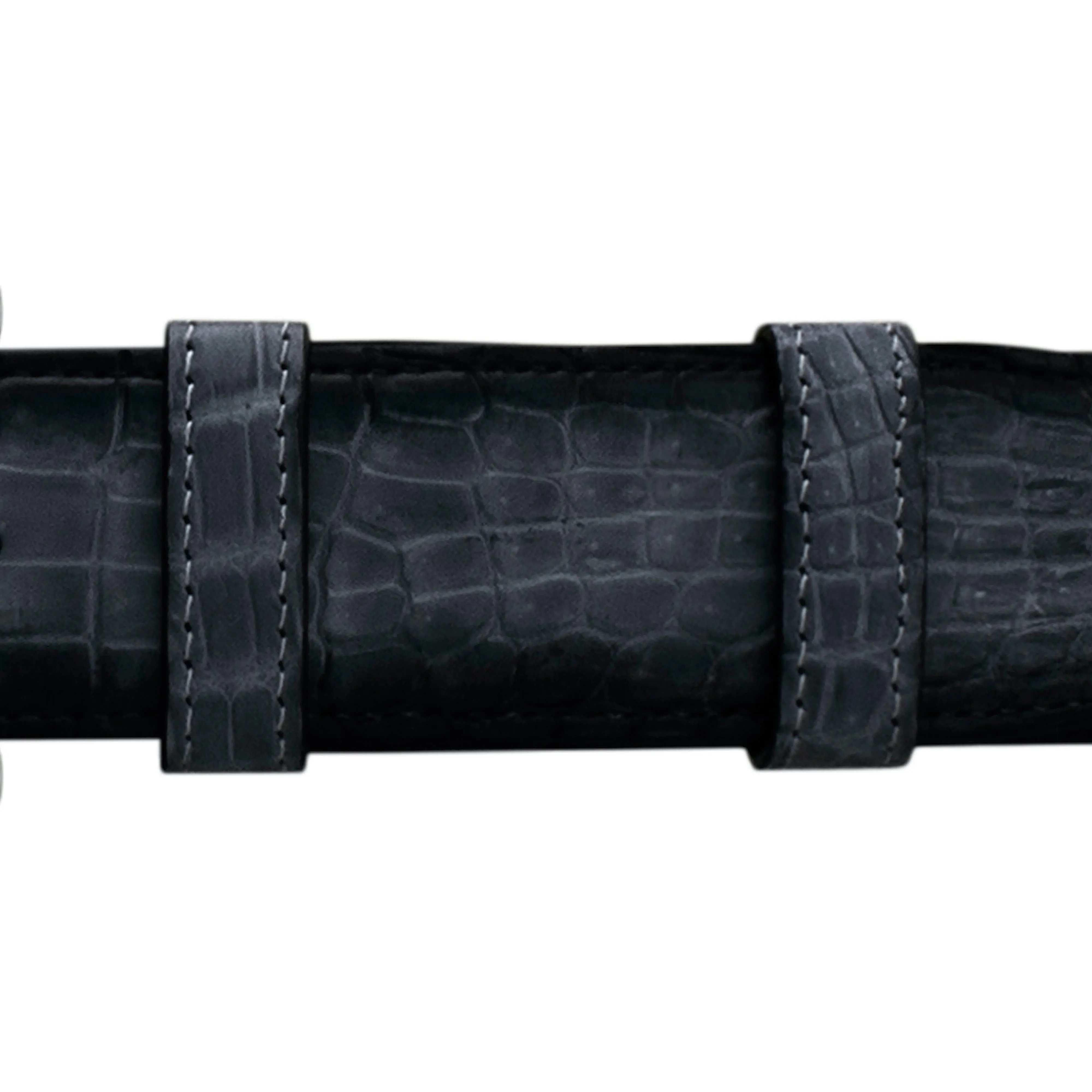 1 1/4" Charcoal Patina Belt with Austin Casual Buckle in Matt Nickel