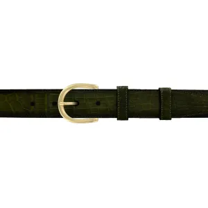 1 1/4" Olive Patina Belt with Denver Casual Buckle in Brass