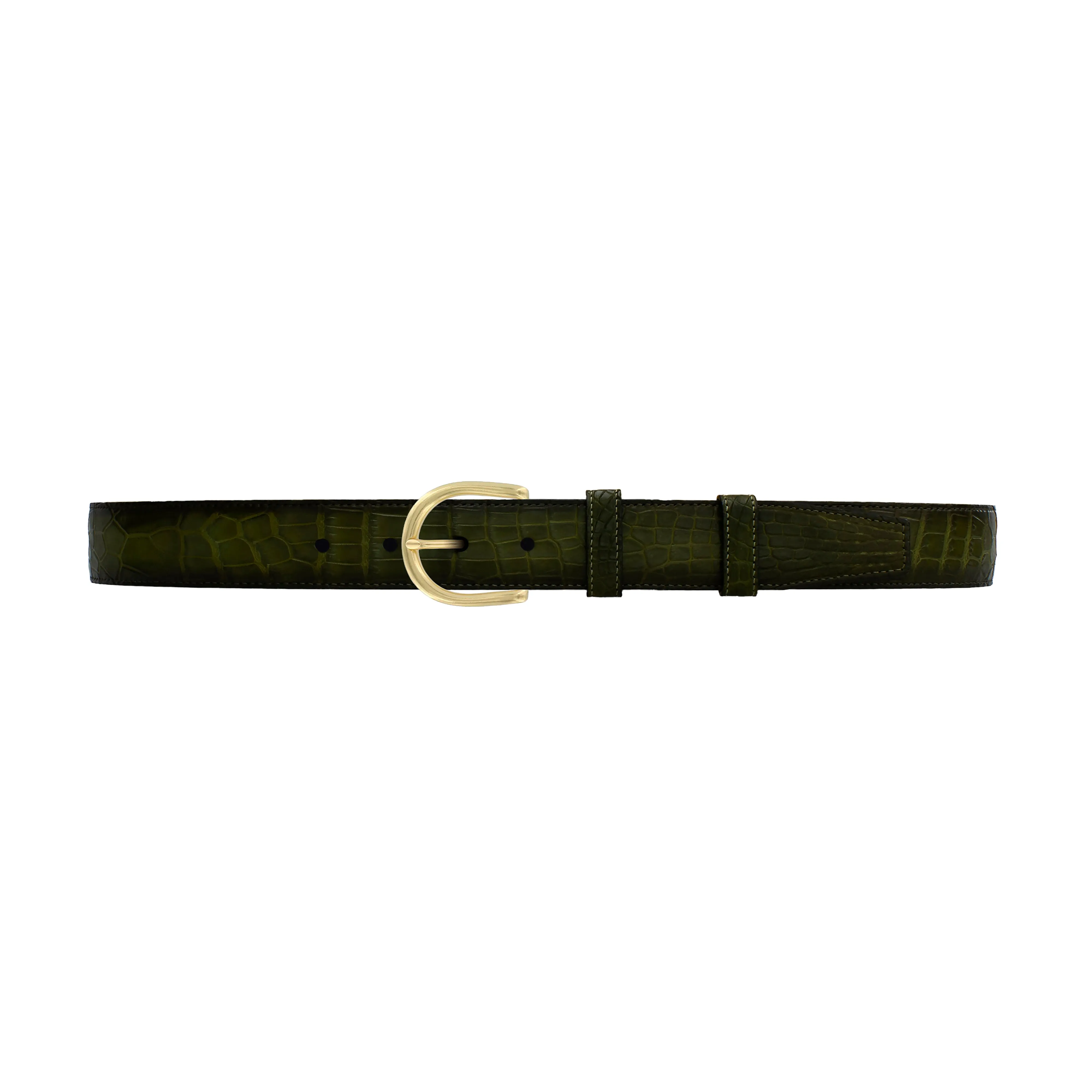 1 1/4" Olive Patina Belt with Denver Casual Buckle in Brass