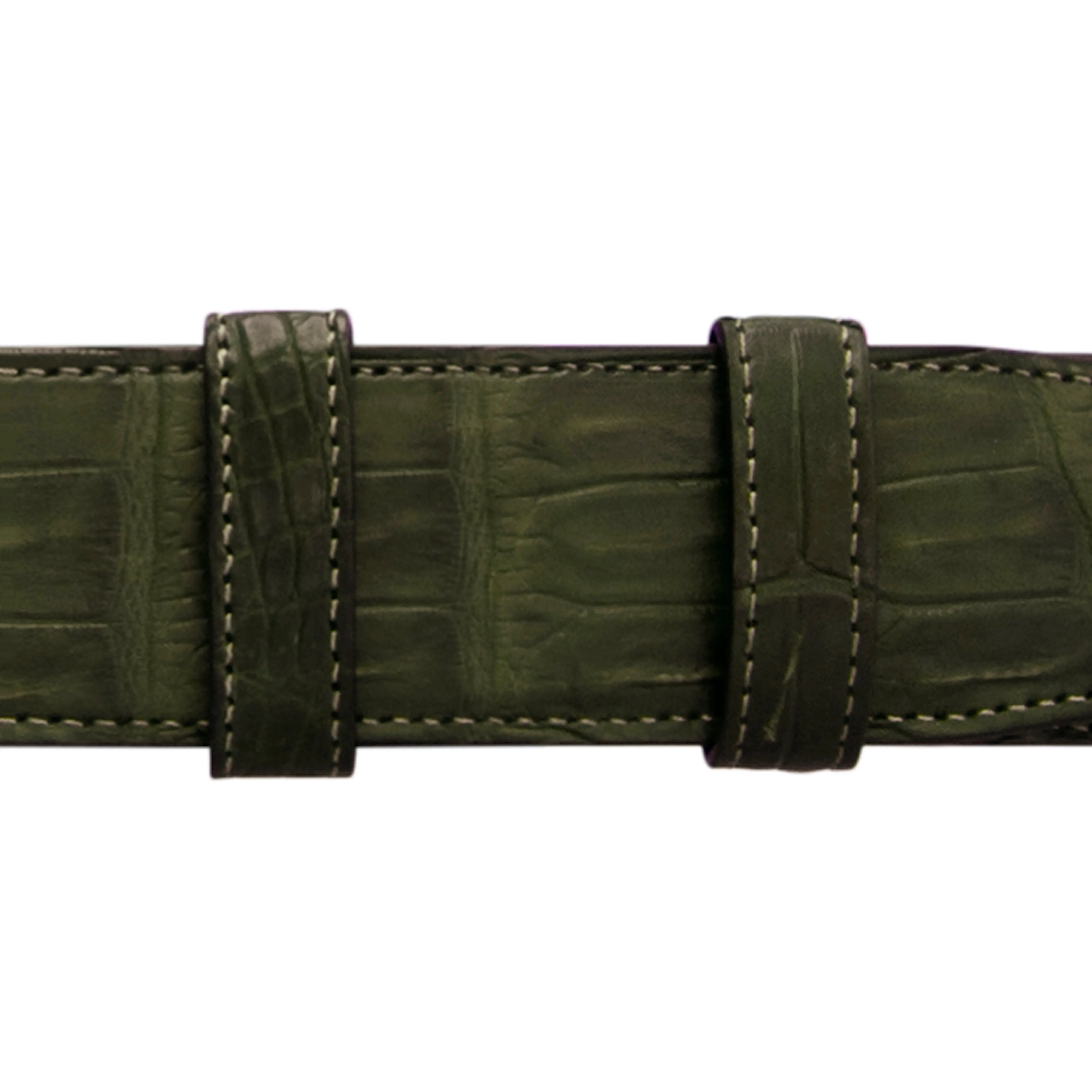 1 1/4" Olive Seasonal Belt with Winston Dress Buckle in Polished Nickel