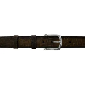 1 1/4" Walnut Patina Belt with Derby Cocktail Buckle in Polished Nickel