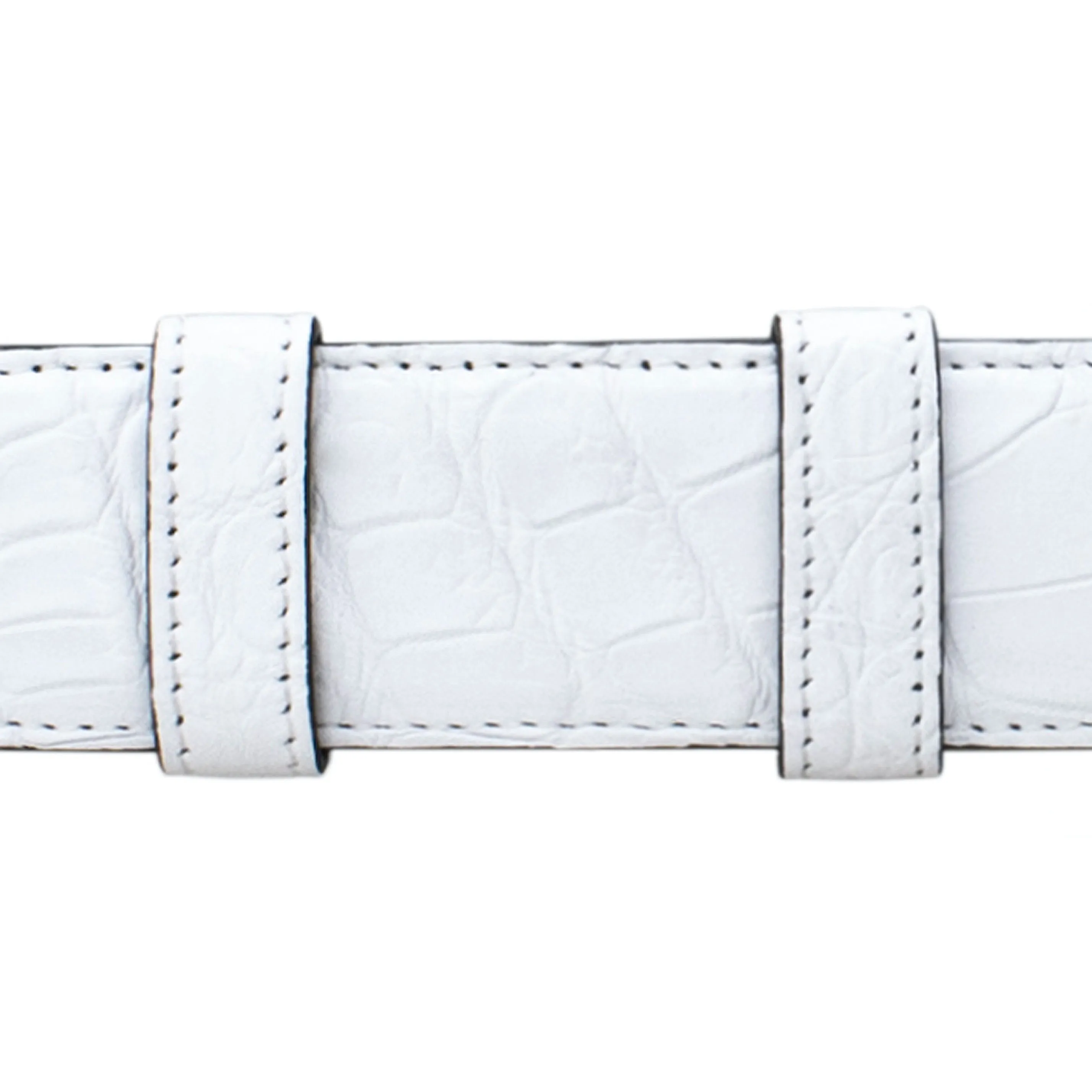 1 1/4" White Classic Belt with Sutton Dress Buckle in Polished Nickel