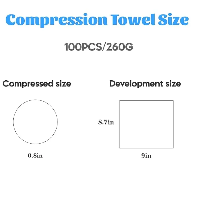 100 Pcs Mini Compressed Towels, Disposable Face Compressed Towel, Compressed Hand Wipe, Camping towel, Portable Compressed Coin Tissue for Travel/Home/Outdoor Activities (Individual packaging)