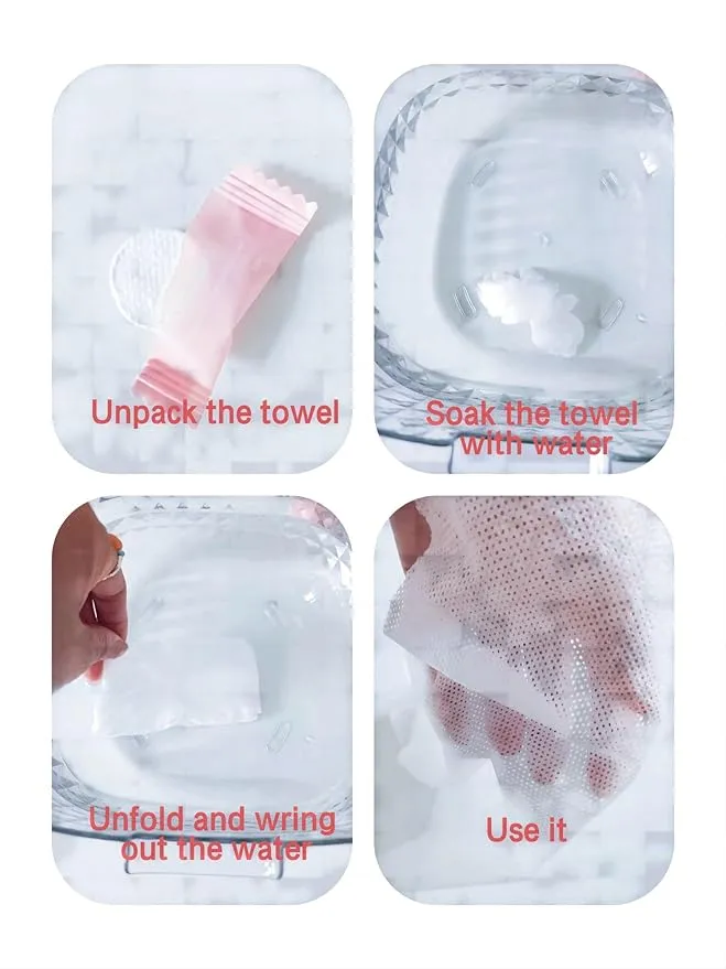 100PCS disposable compressed towel slices, compact travel towel for outdoor travel, camping, home, and simplified travel, ready to use, portable and independent packaging, white