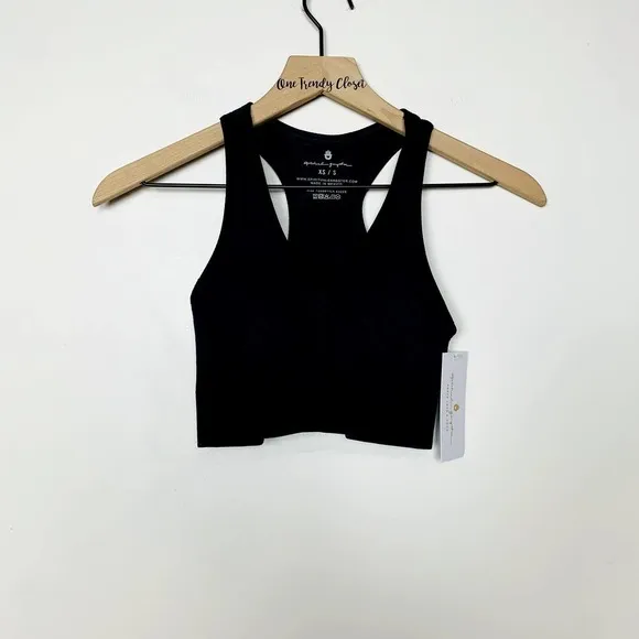 #13 Spiritual Gangster NWT Black Athletic Gym V-Neck Seamless Sports Bra