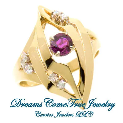 14K Gold Ruby and Diamond Designer Ring