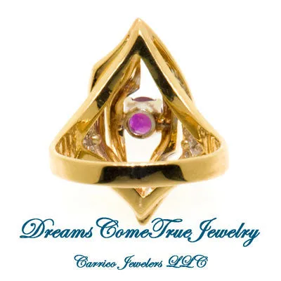 14K Gold Ruby and Diamond Designer Ring