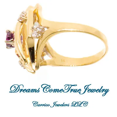 14K Gold Ruby and Diamond Designer Ring