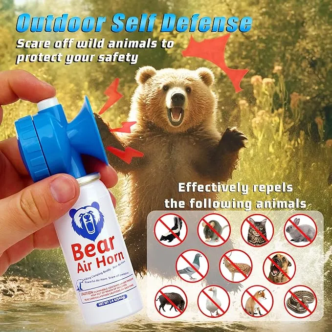 1.4oz Bear Horn，Self Defense, 123dB Loud Air Horn, Audible up to 1/2 Mile, Safety Air Horn for Wild Animals, Bear Alarm for Hiking and Outdoor Protection