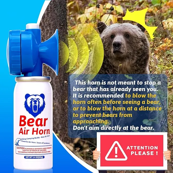 1.4oz Bear Horn，Self Defense, 123dB Loud Air Horn, Audible up to 1/2 Mile, Safety Air Horn for Wild Animals, Bear Alarm for Hiking and Outdoor Protection