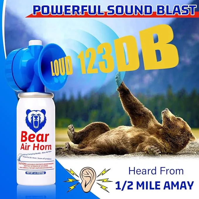 1.4oz Bear Horn，Self Defense, 123dB Loud Air Horn, Audible up to 1/2 Mile, Safety Air Horn for Wild Animals, Bear Alarm for Hiking and Outdoor Protection