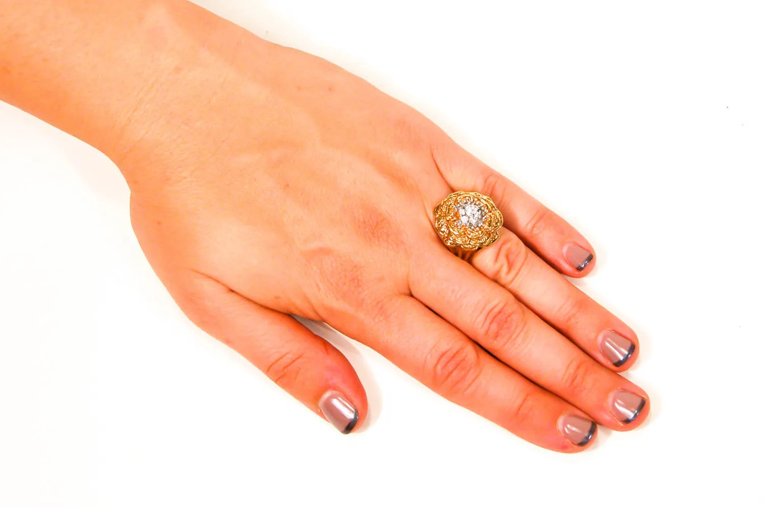 18kt Gold Vermeil CZ Rose Ring