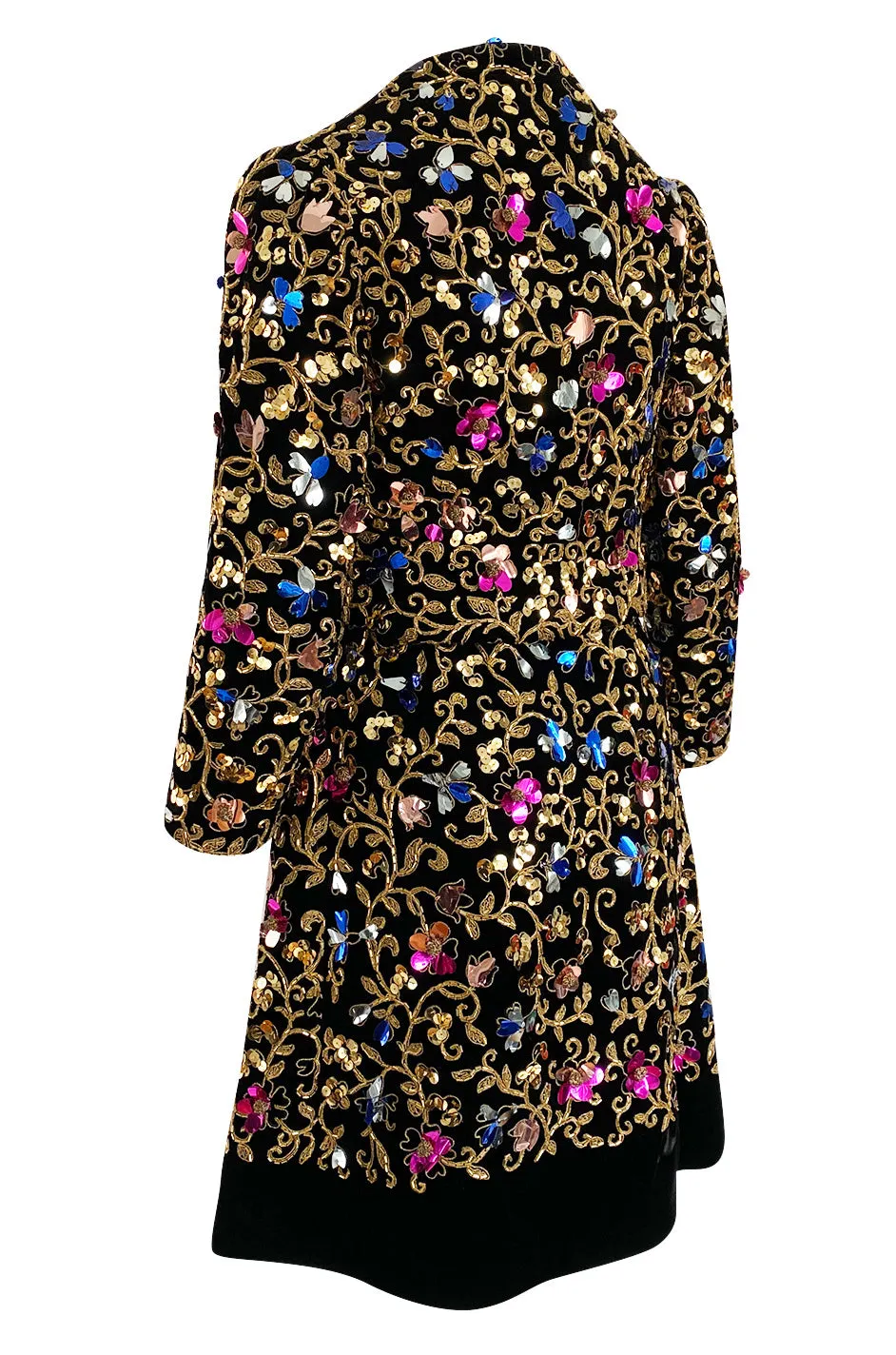 1960s Arnold Scaasi Couture Gold Cording, Beading & Metallic Applique Dress Jacket Set