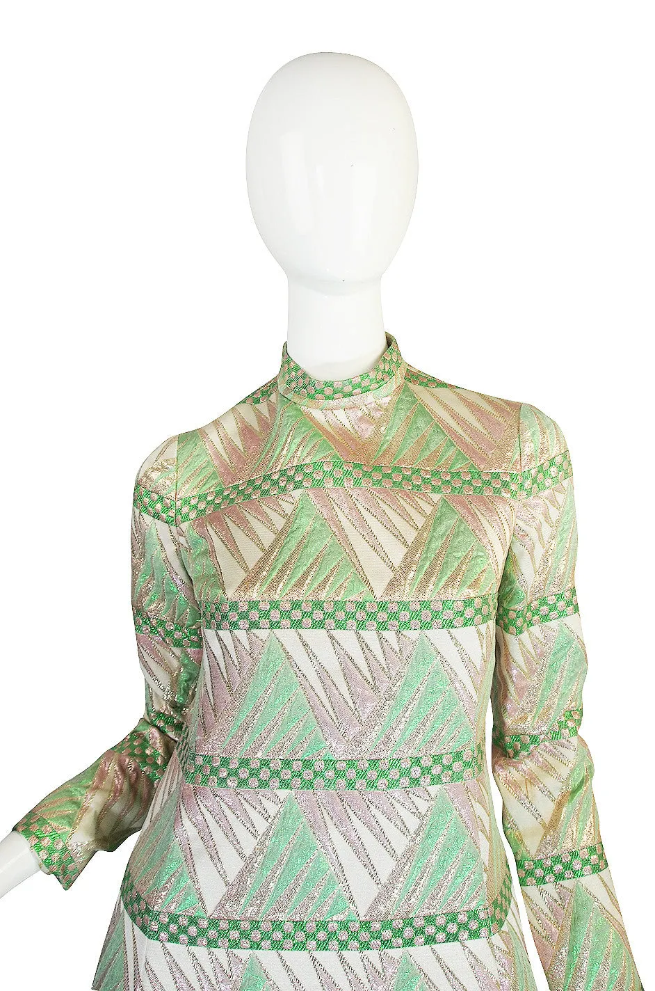 1960s Metallic Pink & Green Mollie Parnis Dress