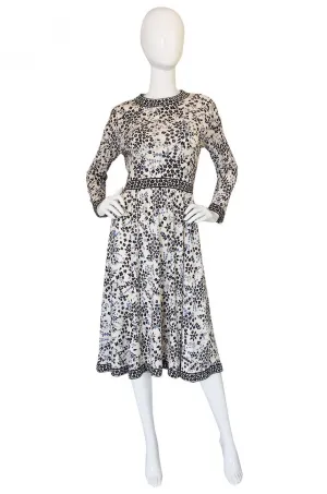 1970s Bessi White & Blue Print Dress