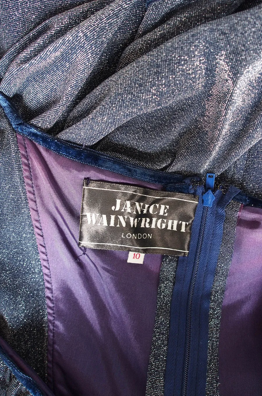 1970s Janice Wainwright Silver Lurex Dress