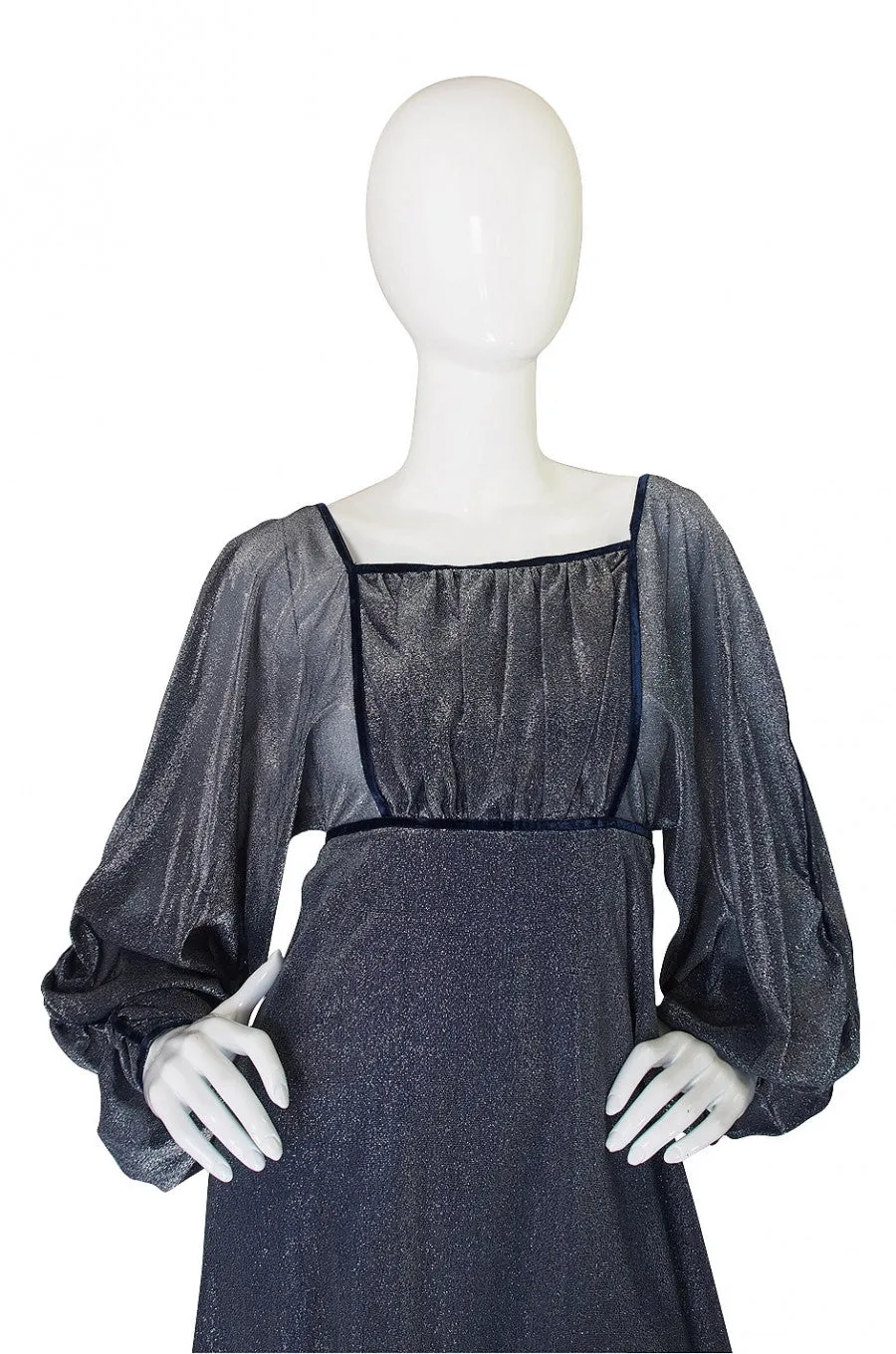 1970s Janice Wainwright Silver Lurex Dress
