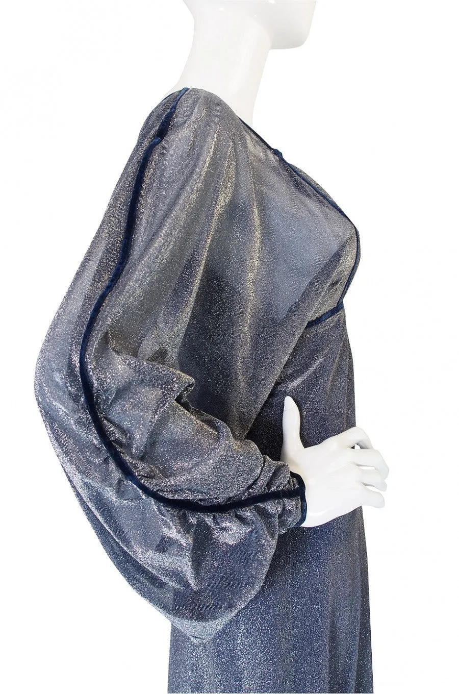 1970s Janice Wainwright Silver Lurex Dress
