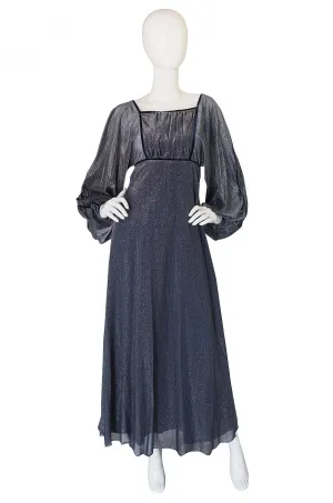 1970s Janice Wainwright Silver Lurex Dress