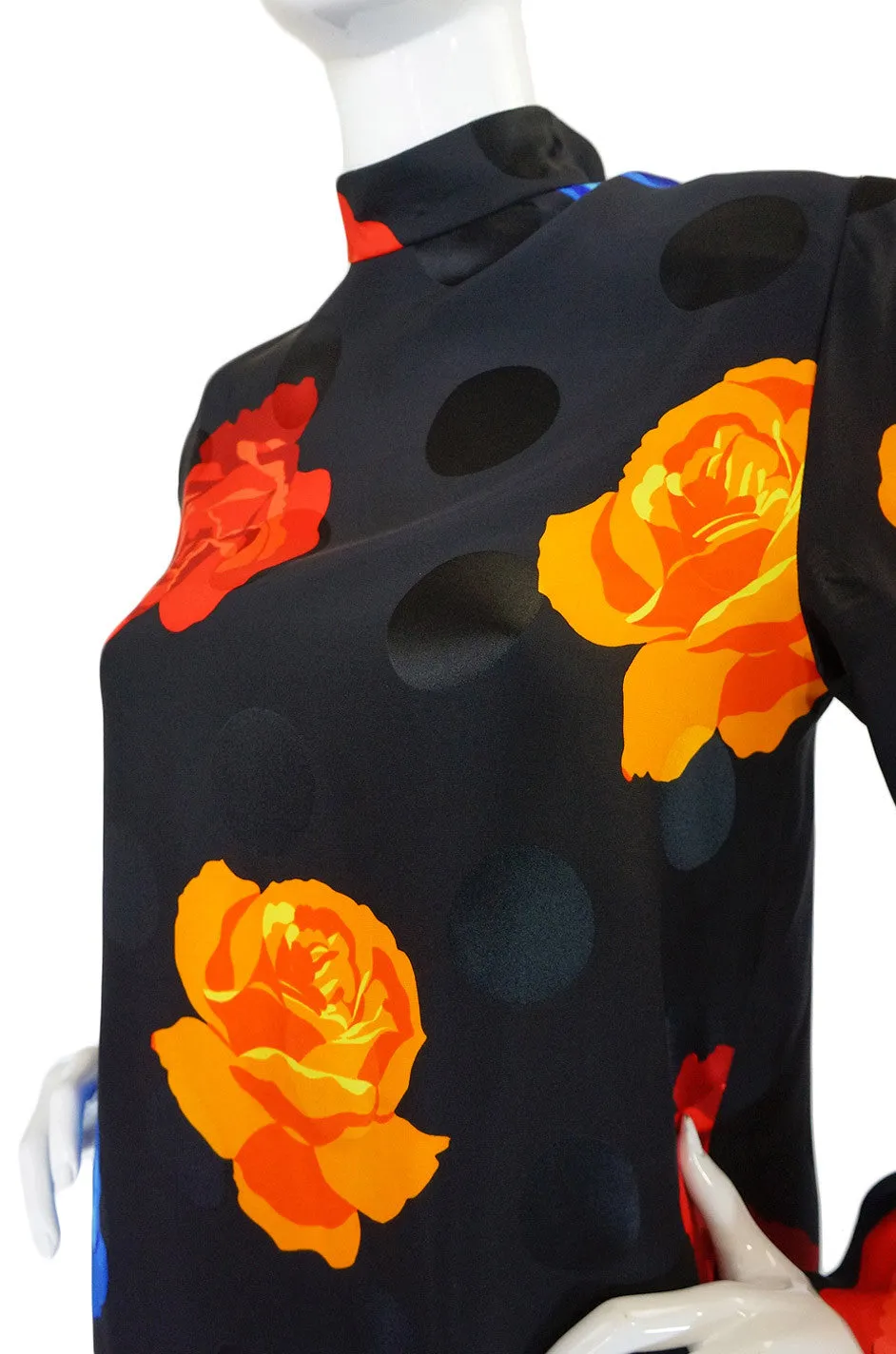 1980s Adele Simpson Floral Print Silk Skirt & Tunic