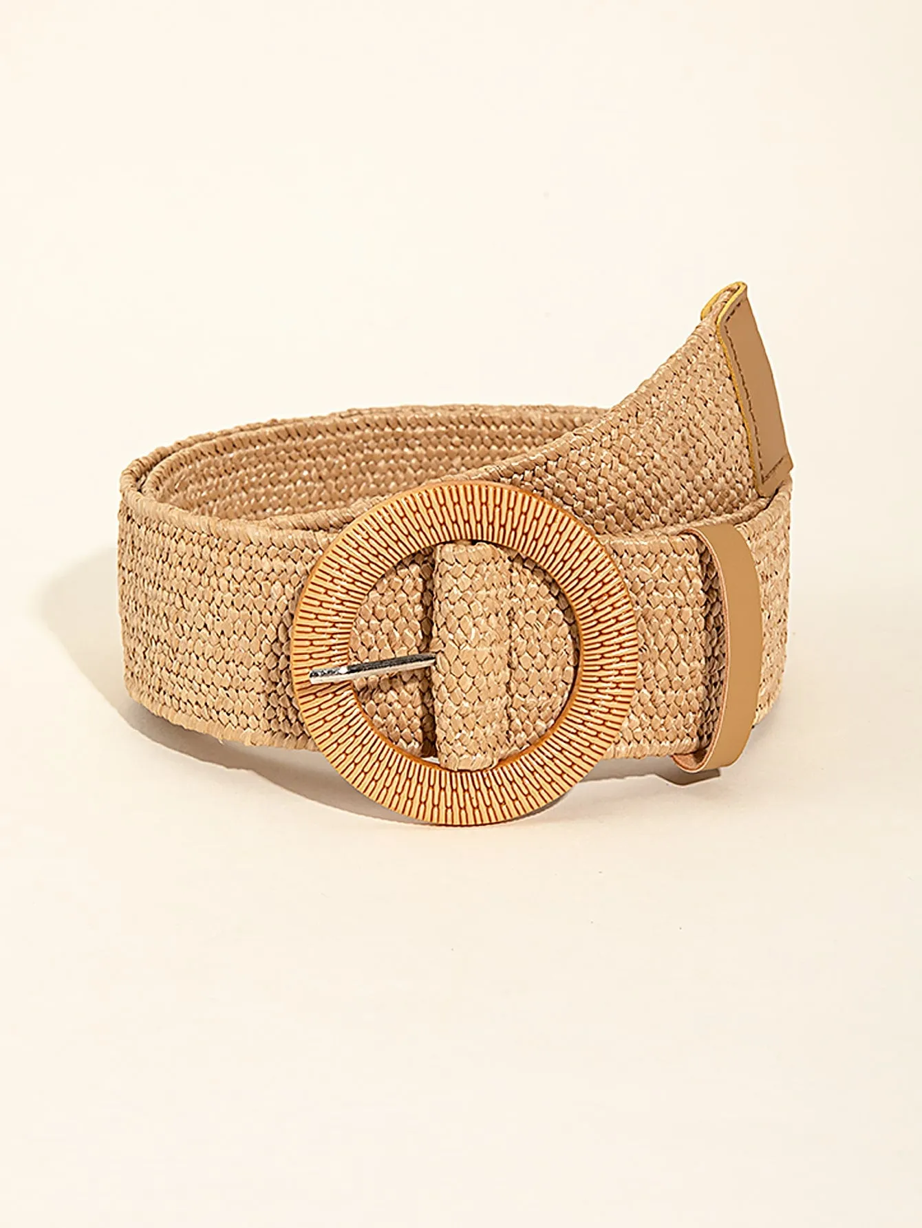 1pc Round Buckle Straw Belt