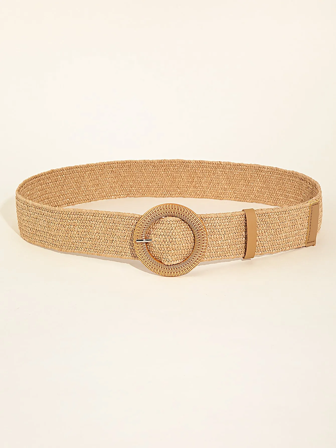 1pc Round Buckle Straw Belt