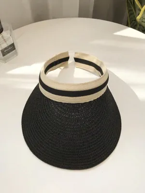 1pc Striped Pattern Beach Straw Hat- FD ⚡